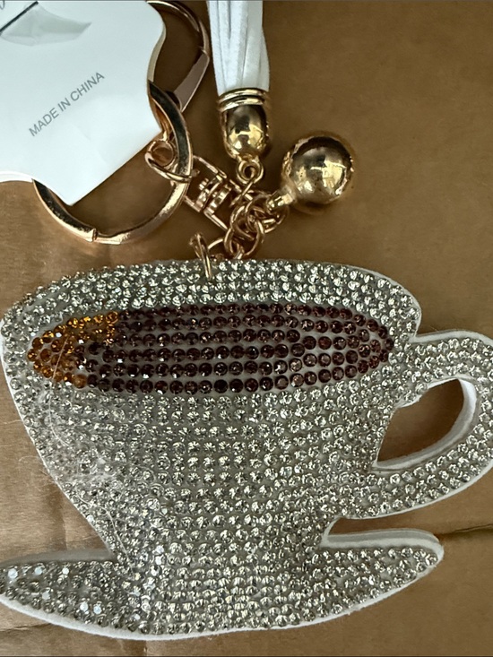 Accessories - Rhinestone Coffee Cup Keychain Bag Charm NWT
